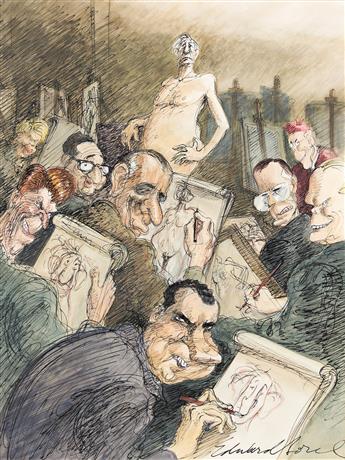 EDWARD SOREL (1929-) Self Portrait (Drawing Class).